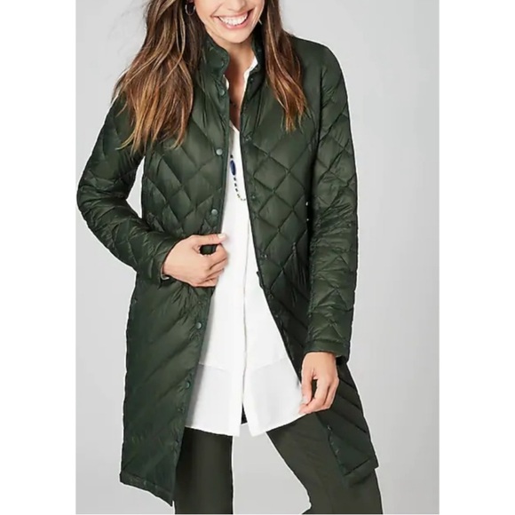 J. Jill Jackets & Blazers - J JILL long oversized quilted down filled warm green jacket coat 4X